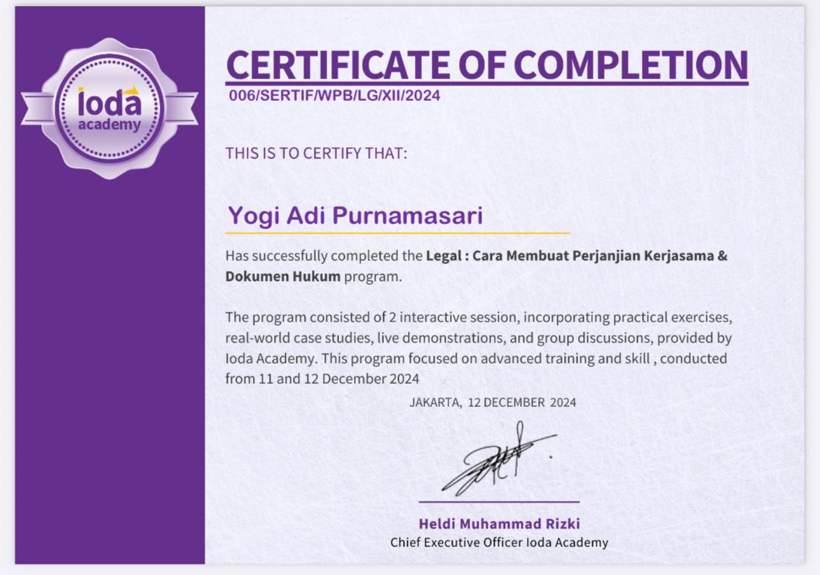 Sertifikat Loda Academy